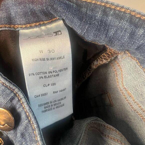 Joe's Jeans Dark Blue High Rise Skinny Ankle Jeans - W 30 L 27 - Picture 2 of 10